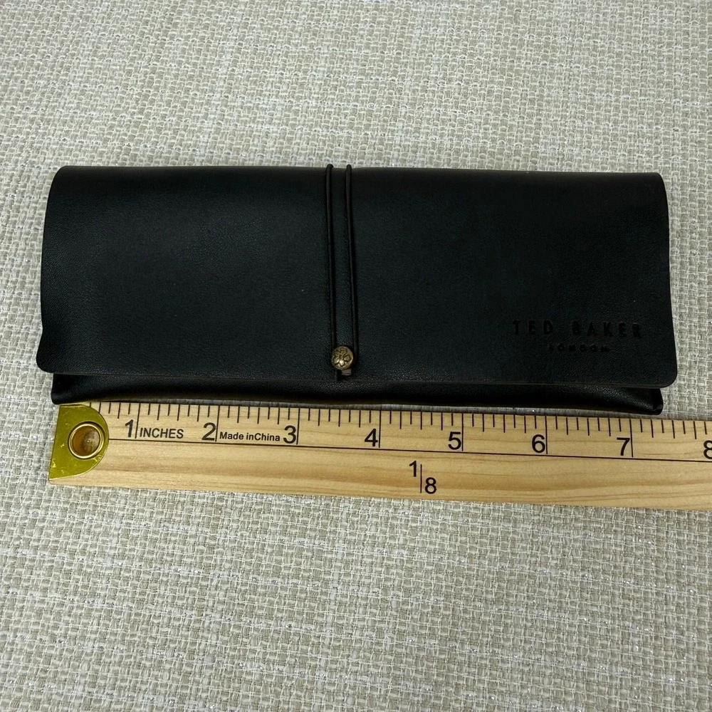 Ted‎ Baker London Black Soft Shell Fold Over Wrap Closure Case